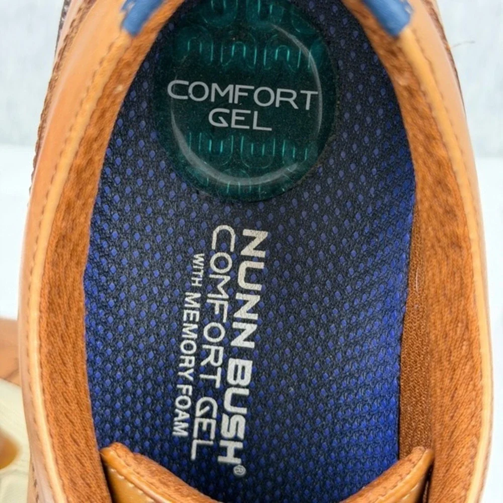 Nunn‎ Bush Kore Pro Mens 10W Cognac Leather Oxford Dress Shoes 84715-908